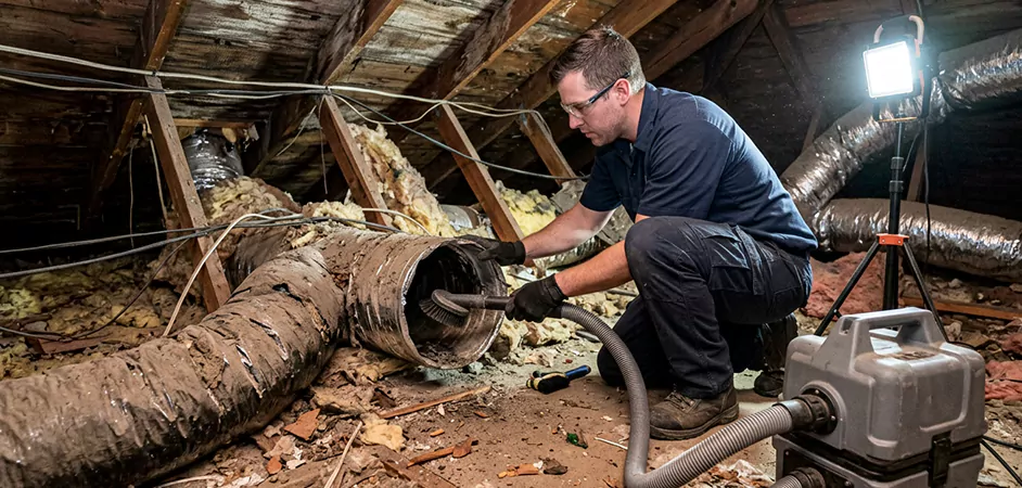 Storm-Damaged Attic Duct Cleaning in West Orange